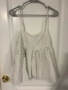 Polka Dot White & Black Spotted Cami Tank Top